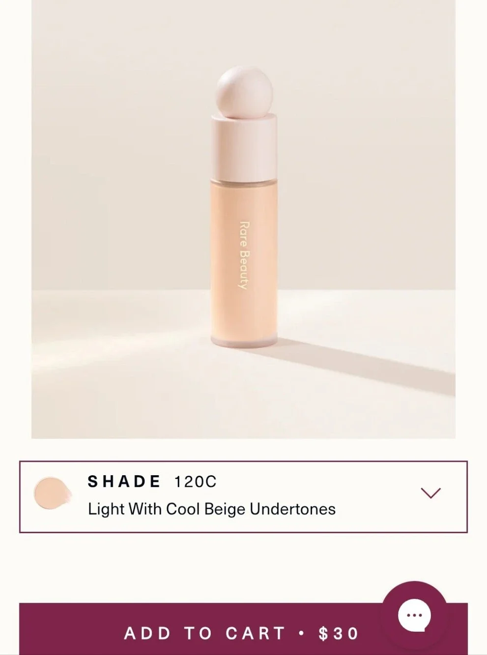 NIB RARE BEAUTY LIQUID TOUCH WEIGHTLESS FOUNDATION IN 120 C